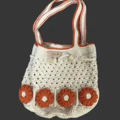 ハンドメイドバック オレンジ花柄