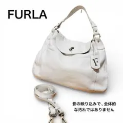 【美品】フルラ ショルダー ハンドバック 2Way 肩掛け A4 ホワイト 通勤