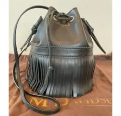 J & M DAVIDSON ブラックレザーショルダーバッグ