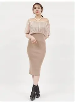 試着のみタグ付 ROYAL PARTY シアー重ねタイトワンピース