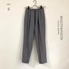 【ビューティアンドユース】ストライプパンツイージーパンツ【S】グレーウエストゴム