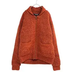 美品バックポイントBack Point　メンズ　ウール混ニットブルゾンMオレンジ