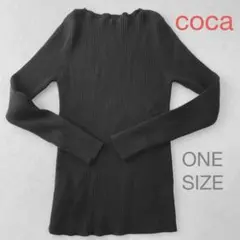 coca コカ 厚手 リブ ニット ブラック 黒 レディースONESIZE