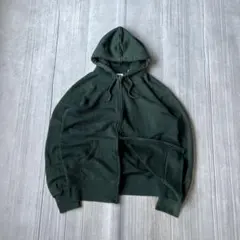 OLD UNIQLO ダブルジップ スウェット パーカー フェード 緑 XL