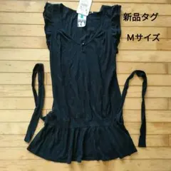 お値下げ　新品タグ　ザラ　ブラックノースリーブチュニック Mサイズ　綿100%のサムネイル