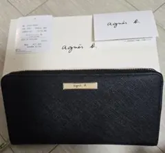 未使用級　agnès b. ブラック 長財布　ラウンドファスナーのサムネイル