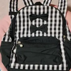 チェック柄リボン付きリュック