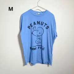 PEANUTS M Tシャツ 半袖 ブルー スヌーピー カジュアル プリントのサムネイル