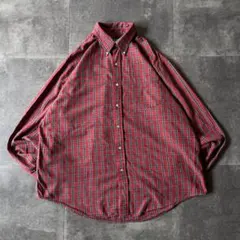 90-00s Lands End BDシャツ チェック柄 赤 XXL A724