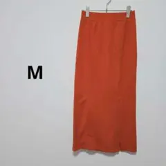 ロングタイトスカート オレンジ系 シンプル M 無地