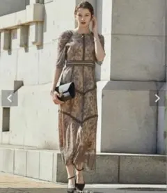 Dorry Doll ショルダーギャザーラッセルレースワンピース　M 結婚式