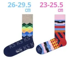 【新品未使用】ハッピーソックス　メンズ＆レディース　2足セットのサムネイル