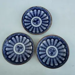 大正時代の陶器 アンティーク染付大皿時代物 大正時代アンティーク和骨董取り皿 染付き