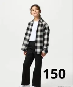 ユニクロ　ガールズ　キッズ　フレアジーンズ　ブラック　黒　150