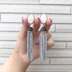 【残り1点】Beads tassel (blue) ピアス・イヤリング