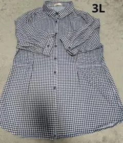 ギンガムチェック柄 五分袖シャツ3L