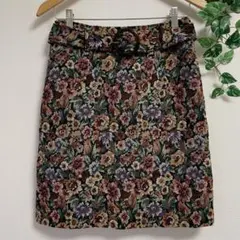 a.g.plus＊コブラン織 ミニスカート 刺繍 タイトスカート エージープラス