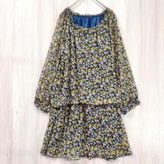 キューティーブロンド 花柄シフォンワンピ М 総柄 チュニック 袖透け感 春夏のサムネイル