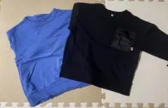 キッズ トレーナー 2枚セット 120cm ブルー ブラック 無地