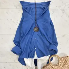 フランクアンドアイリーン◆バリー　コットンボイル　薄手　ブルー　ガーゼ　青