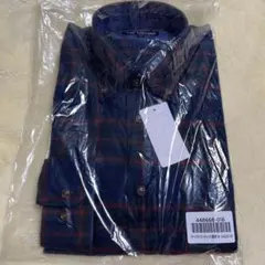 新品ボタンダウン　ネイビー×レッドチェック Mサイズ メンズ長袖シャツ