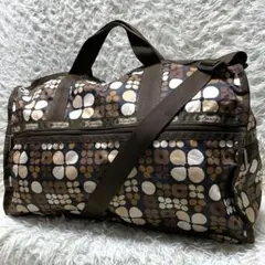 レスポートサック ボストンバッグ 大容量 2way ナイロン 総柄 ブラウン