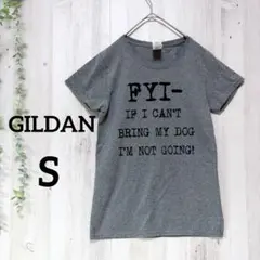 ギルダン Ｔシャツ クルーネック 半袖 プリント Ｓ 灰色 綿混