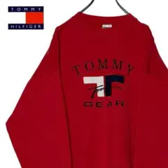 90s USA古着 TOMMYトミー スウェット 赤 L 刺繍ロゴ トレーナー