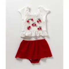 アプレレクール　さくらんぼ刺繍のベビー水着セット