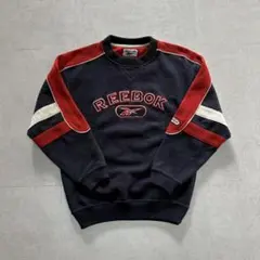 希少 90s Reebok リーボック スウェット ネイビー レッド 短丈 古着