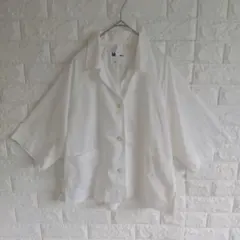 MHL. 綿麻混 コットンリネンゆったり　プルオーバー　半袖シャツ 白 1