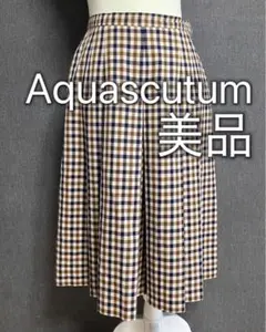 Aquascutum アクアスキュータム チェック柄 ひざ丈スカート　美品のサムネイル