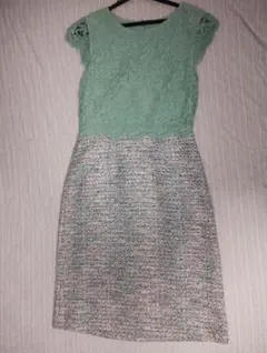 ANAYI(アナイ)レースとツイードのひざ丈ワンピース