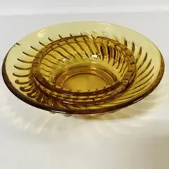 昭和レトロ アンバー ガラス ビンテージ 灰皿 羽付 琥珀