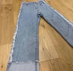 値下げ mystic フリンジ付きハイウエストデニムパンツ