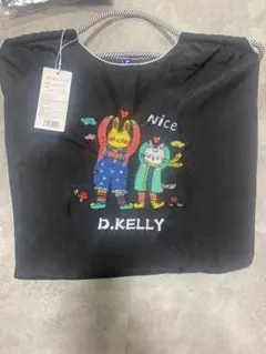 《新品未使用》Ｄ.KELLY トートバッグ　猫刺繍　エコバッグ　ブラック