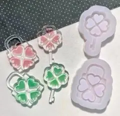 シリコンモールド　2種類　四葉鍵　南京錠　レンジ　シャカシャカ　シェイカー