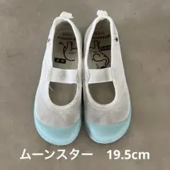 19.5cm ムーンスター 上履き ホワイト/水色