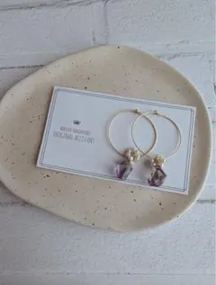 《No.007》アメトリン・淡水パール《フープピアス》