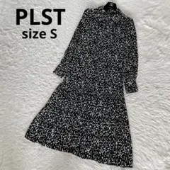 美品✨【プラステ】前後2WAYボウタイリボンワンピース ブラック 総柄 S