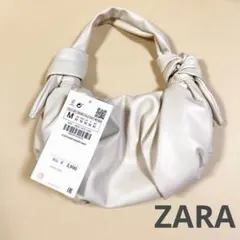 新品 ZARA ノットディテールミニハンドバッグ アイボリー 手提げショルダーのサムネイル