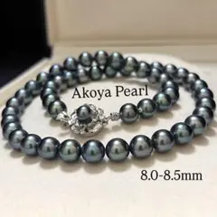 ブルーグレー/大珠✨田崎真珠 あこやパール ネックレス 8.0mm 純正