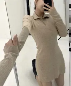 THE TOE mavimoon ハーフジップ　ニットワンピース