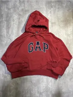 レア　90s 00s old GAP 短丈　フーディー　紺タグ　レッド　y2k