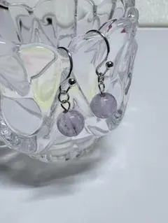 天然石 ラベンダーアメジスト ハンドメイドピアス シンプル