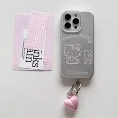 【3買1無料】【チャーム付可】Y2K シルバー 猫 iPhoneケース かわいい