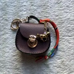 馬のチャーム付　ブラウンミニチュアバッグ　キーホルダー　バッグチャーム