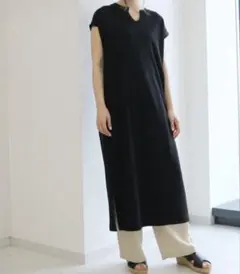 AMERICAN HOLIC キーネック脇スリットワッフルワンピース