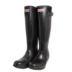【中古良品！】HUNTER　ハンター　レインブーツ　ロングブーツ　ブラック