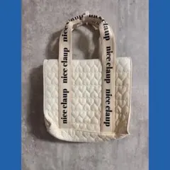nice claup アイボリー トート　ハートキルティングミニトートバッグ